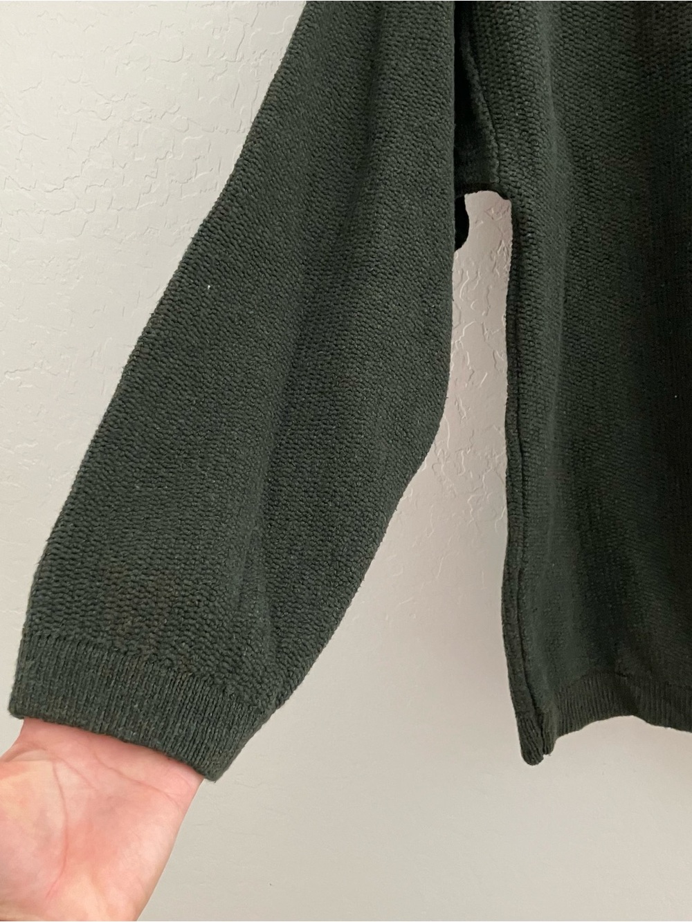 Vintage Cherokee Men’s Medium Green Henley Knit Sweater Made in USA Cotton Blend - Picture 5 of 9